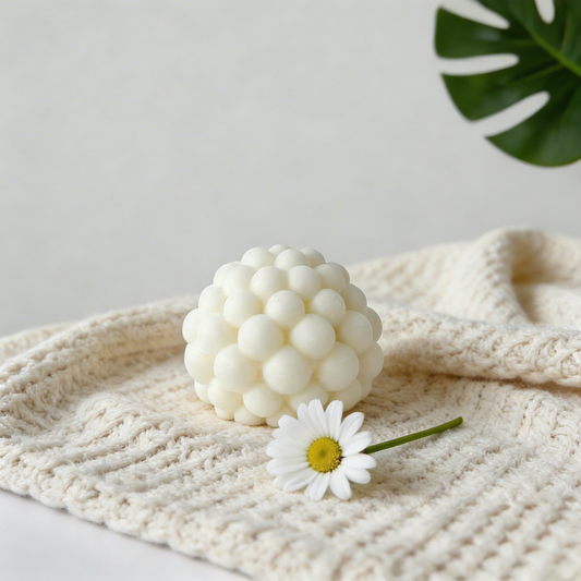 GlowLuxe Bubble Sphere Sculptural Candle - Organic Round Design French Vanilla Soy Wax
